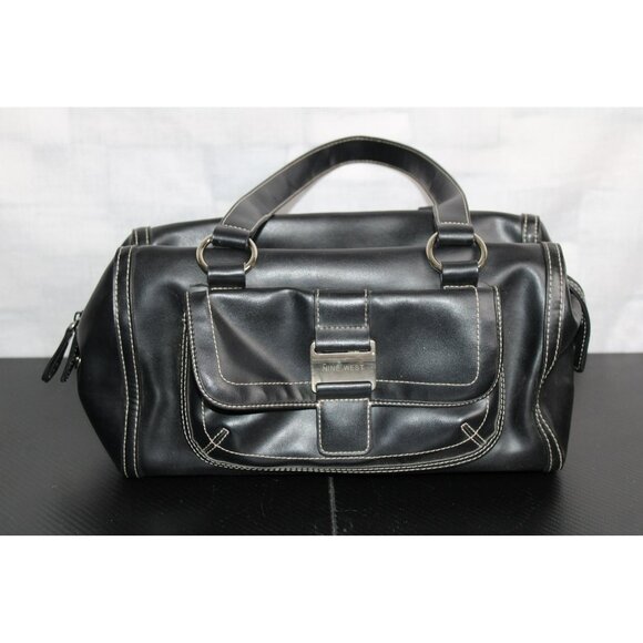 Nine West Black Faux Leather Shoulder Purse - Picture 1 of 10